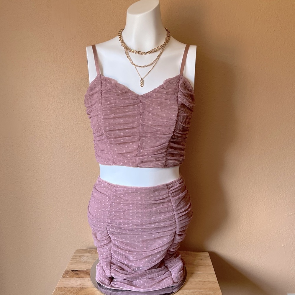 Haute Monde Pink Cami top With Skirt
